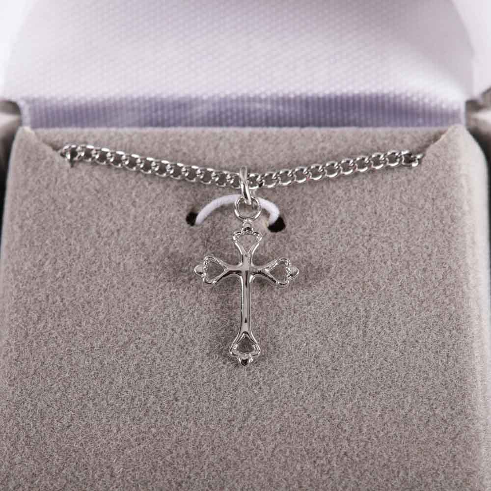 NECKLACE CROSS STERLING SILVER 16-18"