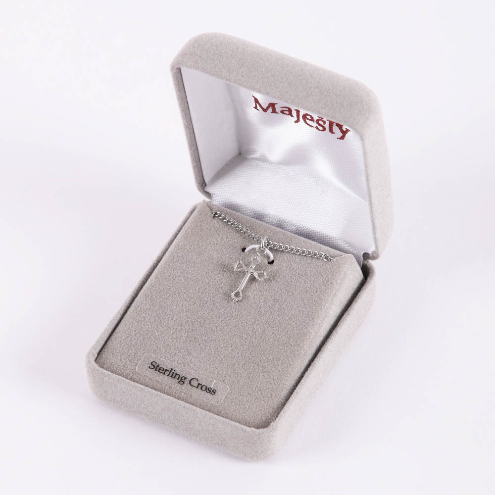 NECKLACE CROSS STERLING SILVER 16-18"