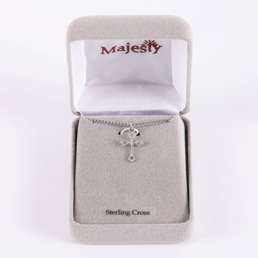 NECKLACE CROSS STERLING SILVER 16-18"