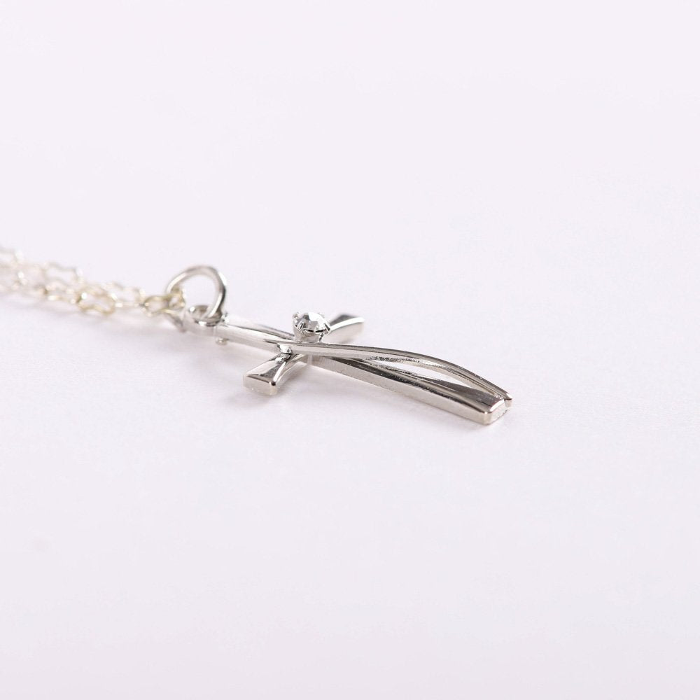 NECKLACE CROSS W/CZ STERLING SILVER 18"