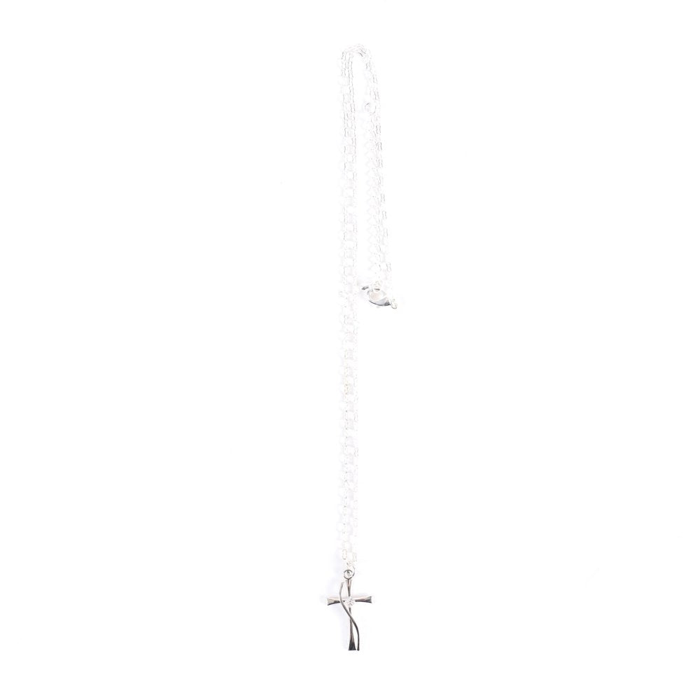 NECKLACE CROSS W/CZ STERLING SILVER 18"