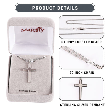 NECKLACE CROSS STERLING SILVER 20"