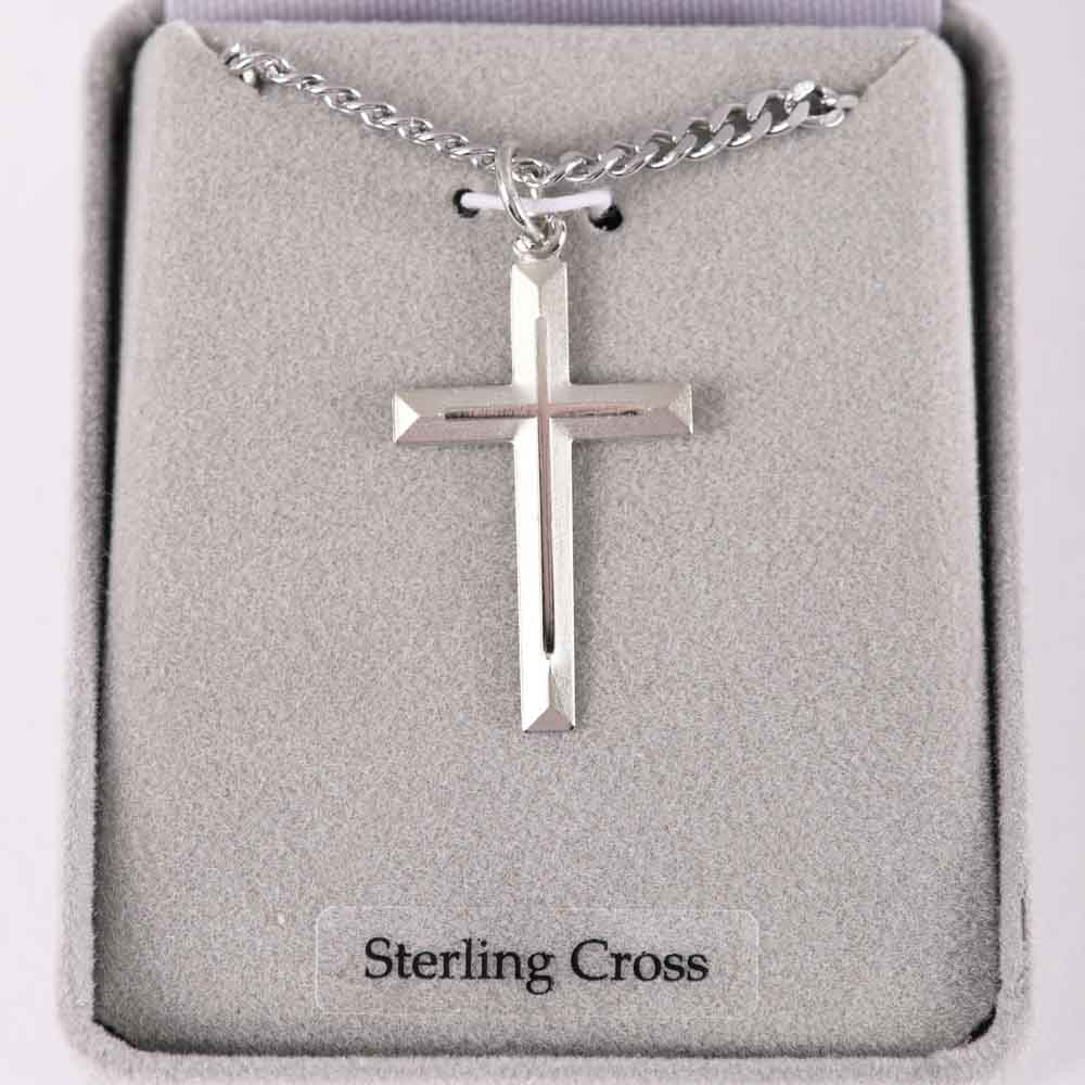 NECKLACE CROSS W/CROSS STERLING SILVER 24"