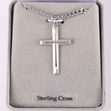 NECKLACE CROSS W/CROSS STERLING SILVER 24"