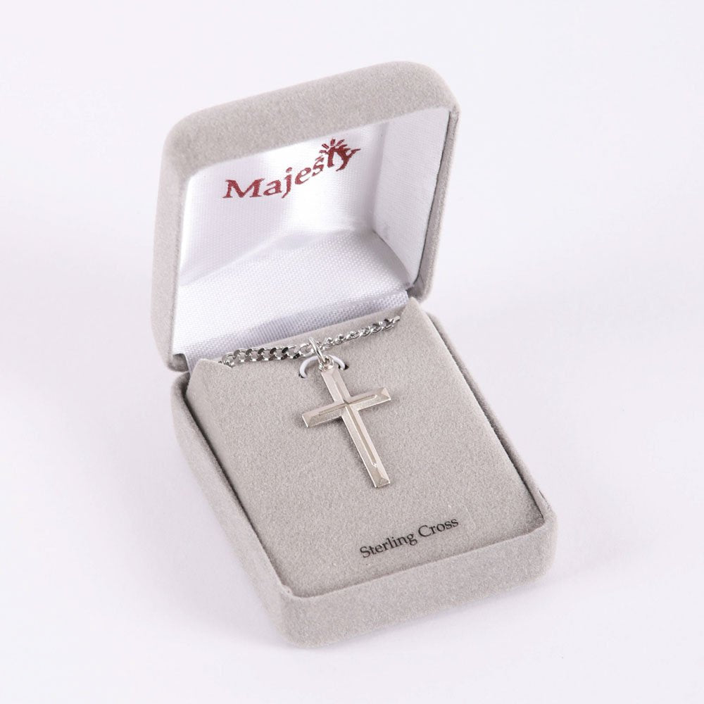 NECKLACE CROSS W/CROSS STERLING SILVER 24"
