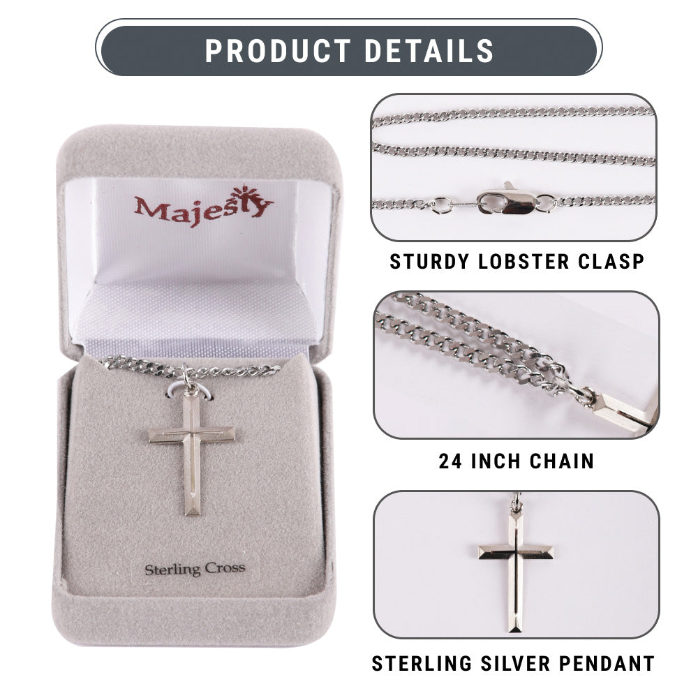 NECKLACE CROSS W/CROSS STERLING SILVER 24"