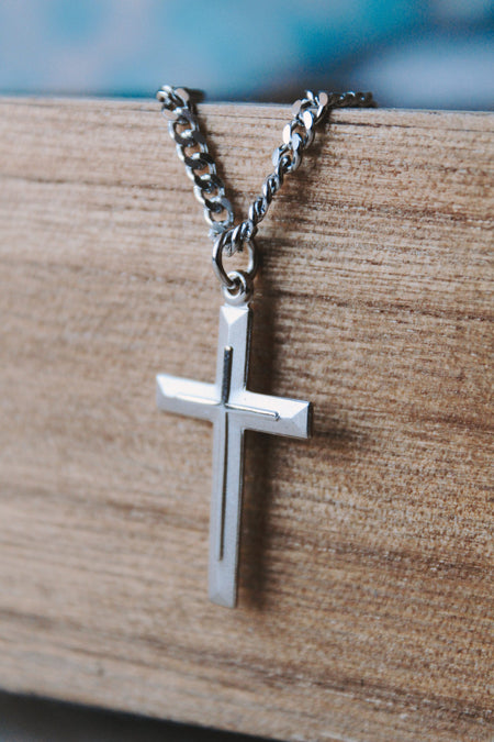 NECKLACE CROSS W/CROSS STERLING SILVER 24"