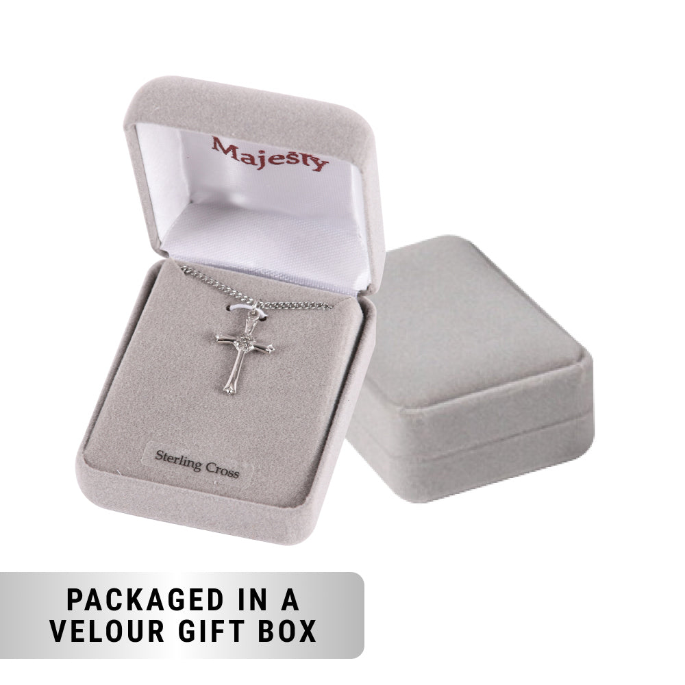 NECKLACE CROSS W/CZ STERLING SILVER 18"