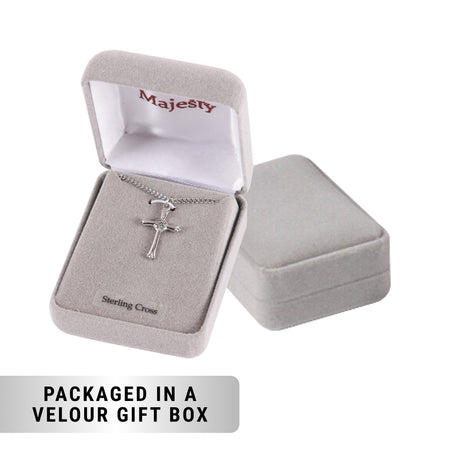 NECKLACE CROSS W/CZ STERLING SILVER 18"