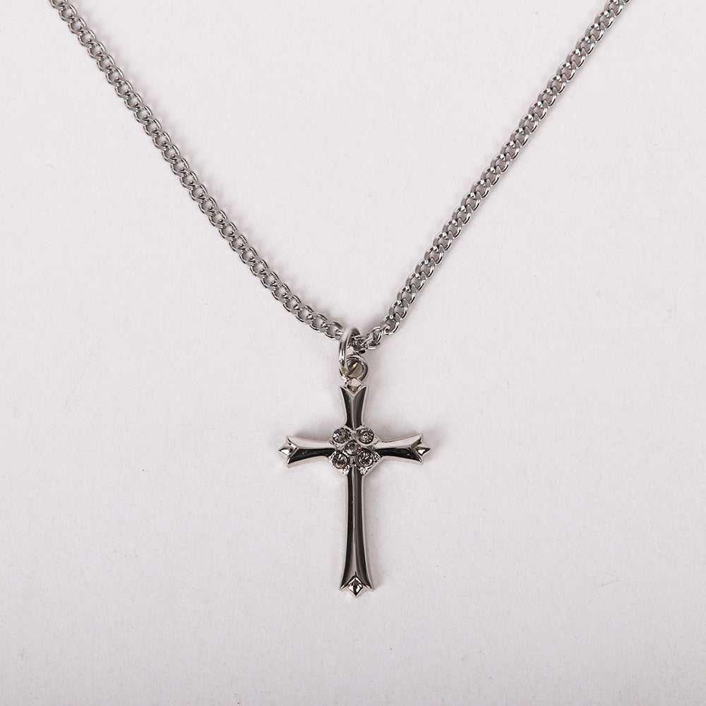 NECKLACE CROSS W/CZ STERLING SILVER 18"