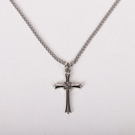 NECKLACE CROSS W/CZ STERLING SILVER 18"