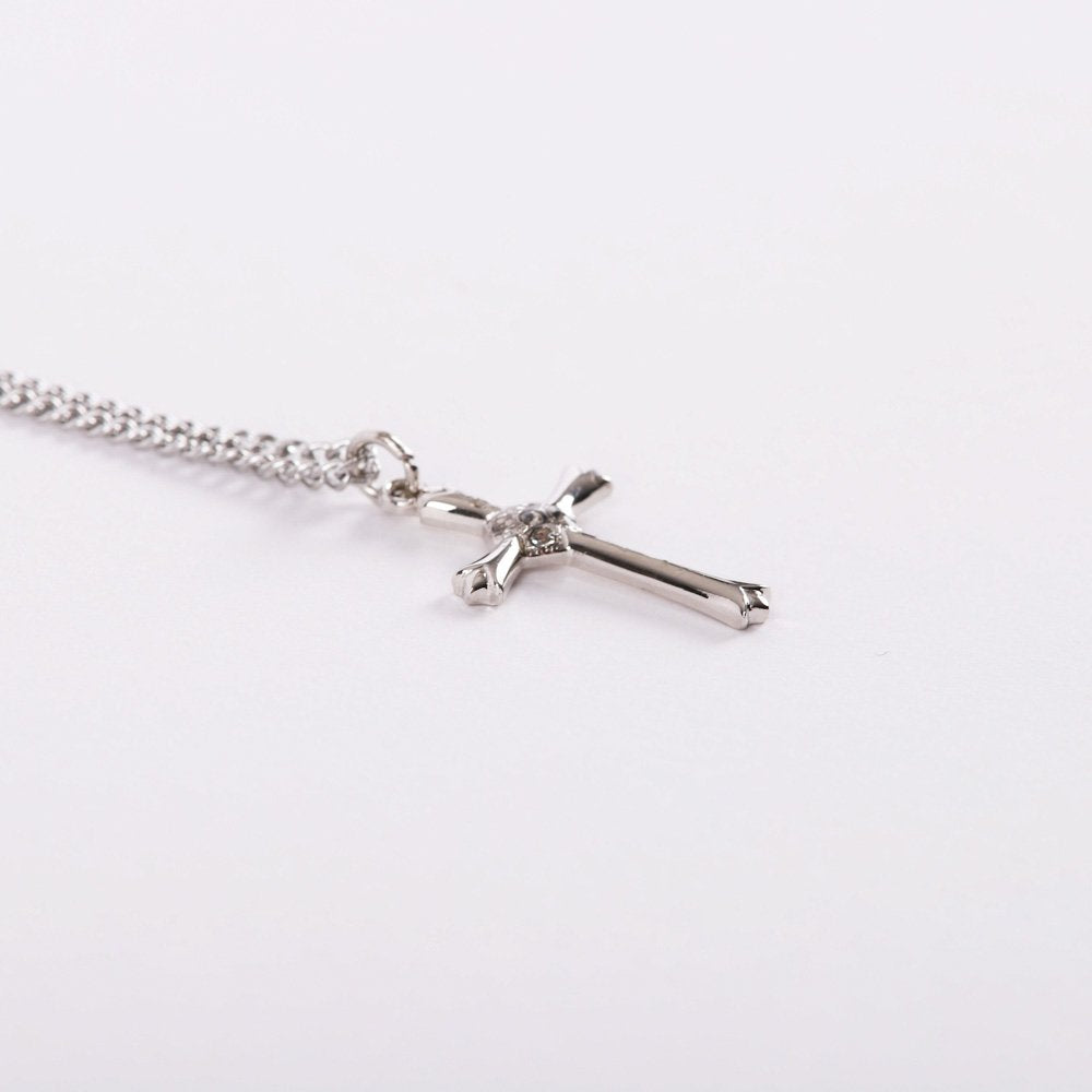 NECKLACE CROSS W/CZ STERLING SILVER 18"