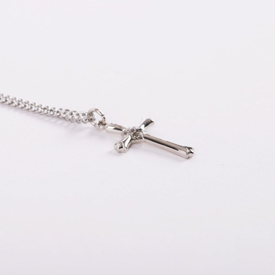NECKLACE CROSS W/CZ STERLING SILVER 18"