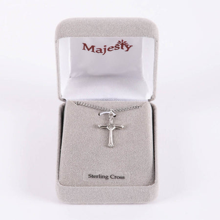 NECKLACE CROSS W/CZ STERLING SILVER 18"