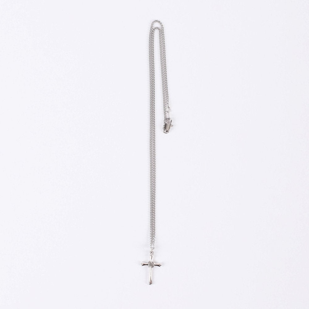 NECKLACE CROSS W/CZ STERLING SILVER 18"