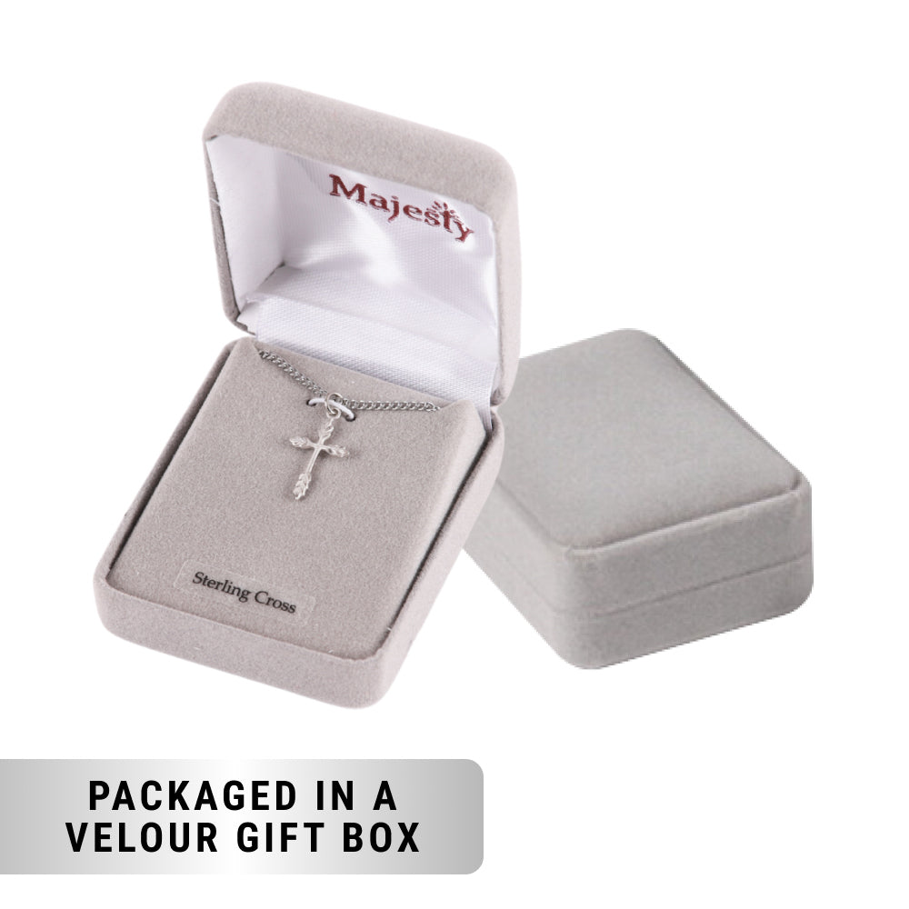 NECKLACE CROSS WHEAT STERLING SILVER 18"