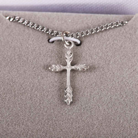 NECKLACE CROSS WHEAT STERLING SILVER 18"