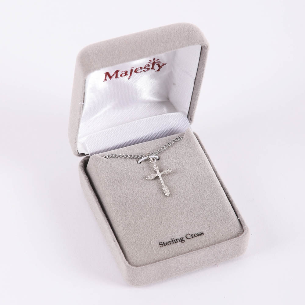 NECKLACE CROSS WHEAT STERLING SILVER 18"