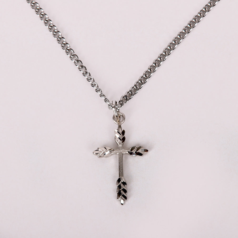 NECKLACE CROSS WHEAT STERLING SILVER 18"