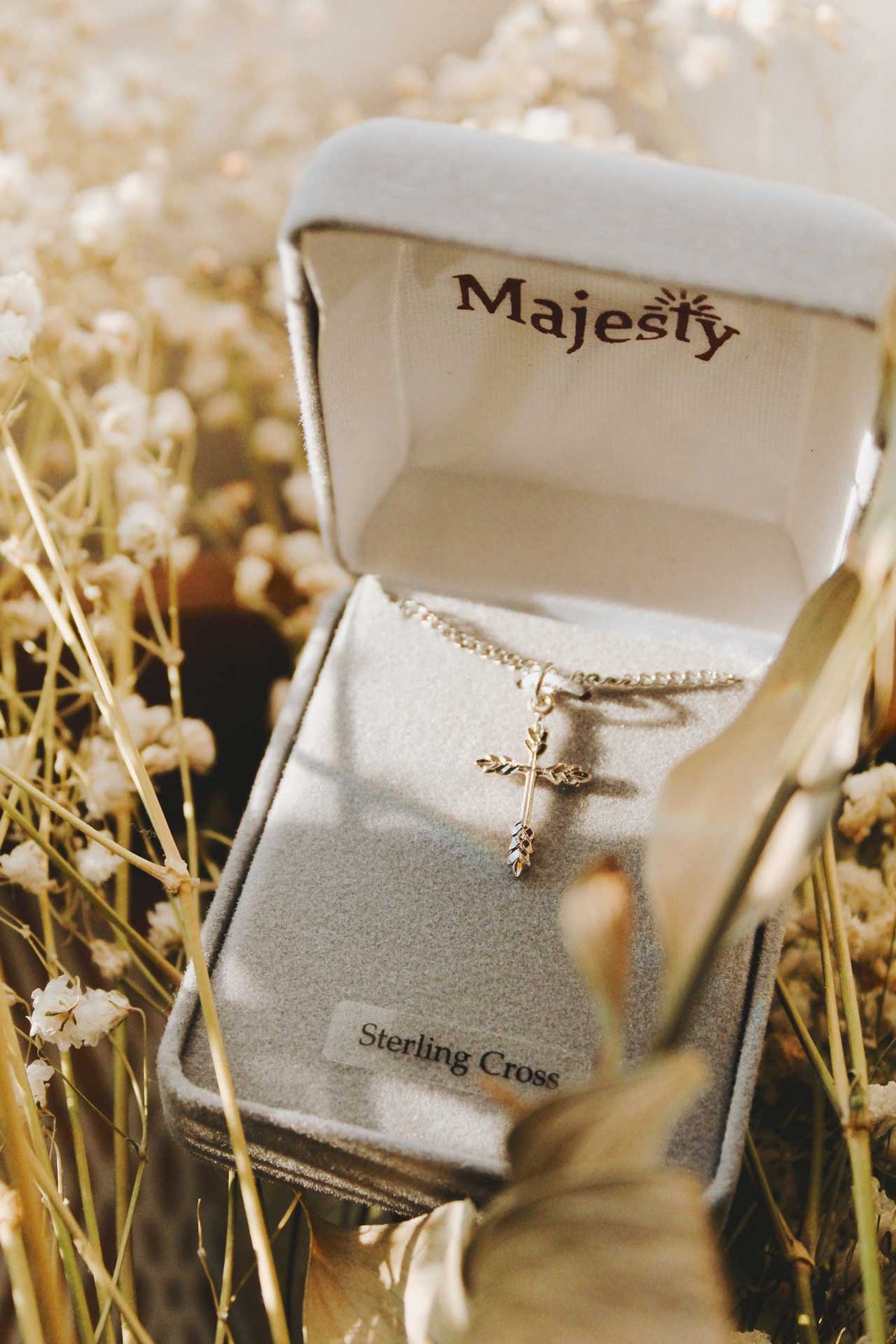 NECKLACE CROSS WHEAT STERLING SILVER 18"