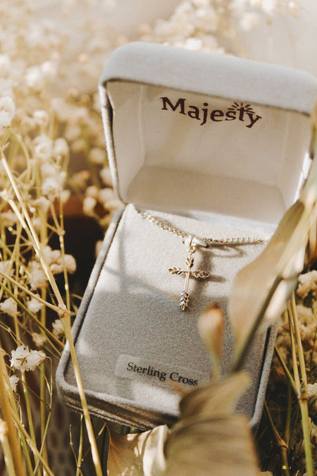 NECKLACE CROSS WHEAT STERLING SILVER 18"