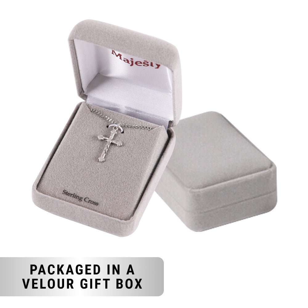 NECKLACE CROSS CUT STERLING SILVER 18"