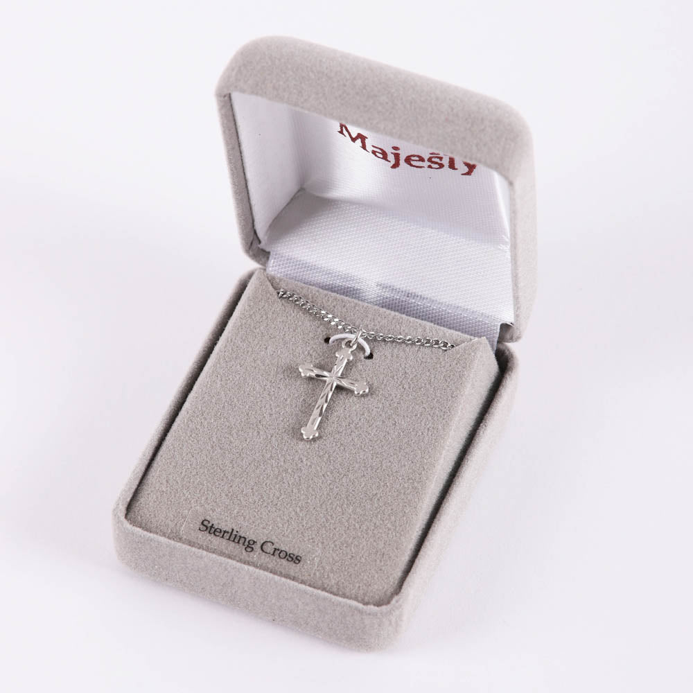 NECKLACE CROSS CUT STERLING SILVER 18"