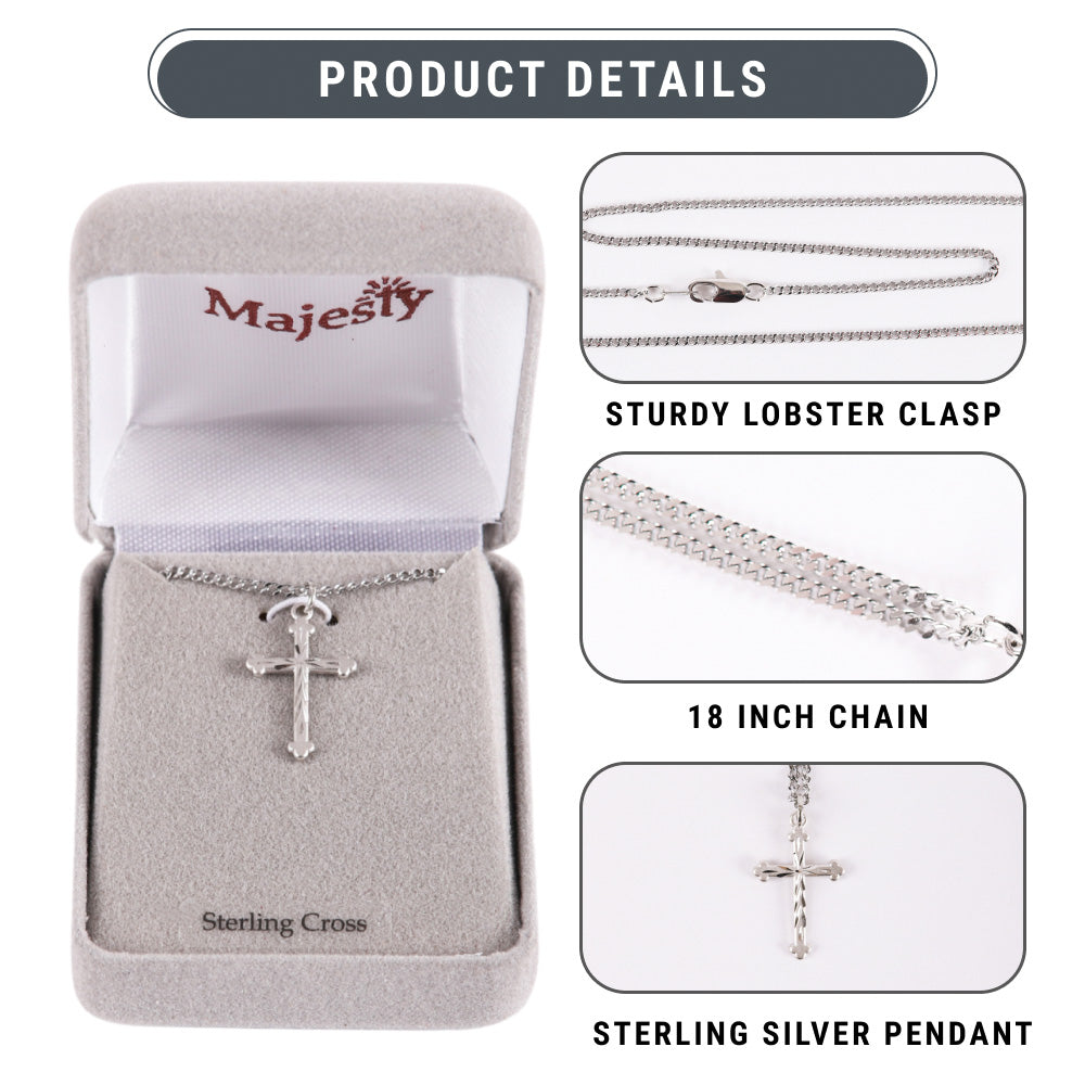 NECKLACE CROSS CUT STERLING SILVER 18"