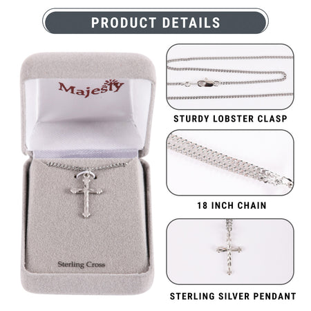 NECKLACE CROSS CUT STERLING SILVER 18"