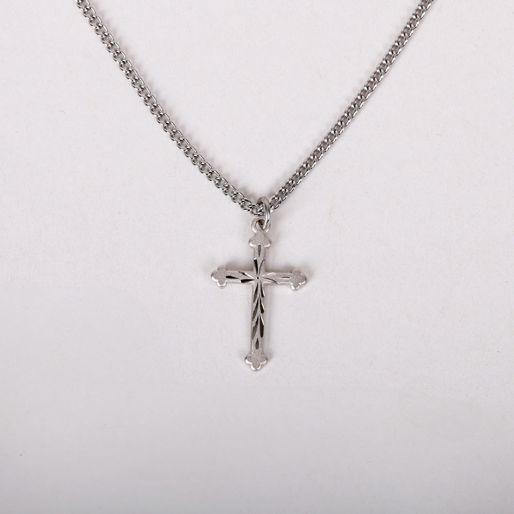 NECKLACE CROSS CUT STERLING SILVER 18"