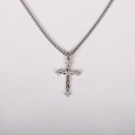 NECKLACE CROSS CUT STERLING SILVER 18"
