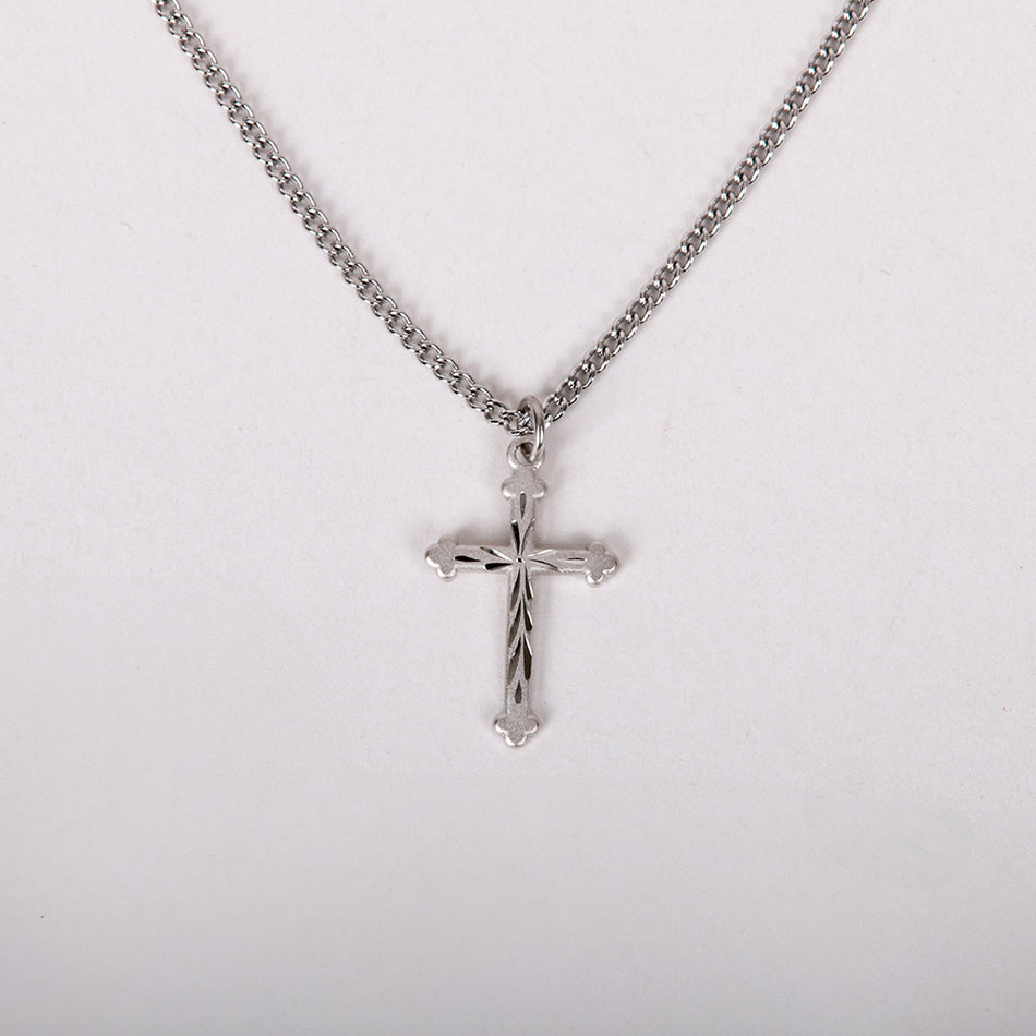 NECKLACE CROSS CUT STERLING SILVER 18"