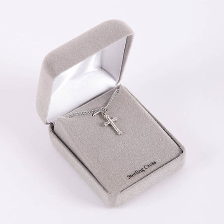 NECKLACE CROSS BUDDED STERLING SILVER 16-18"