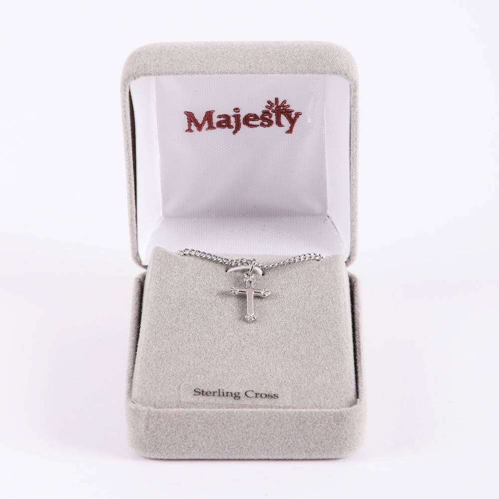 NECKLACE CROSS BUDDED STERLING SILVER 16-18"