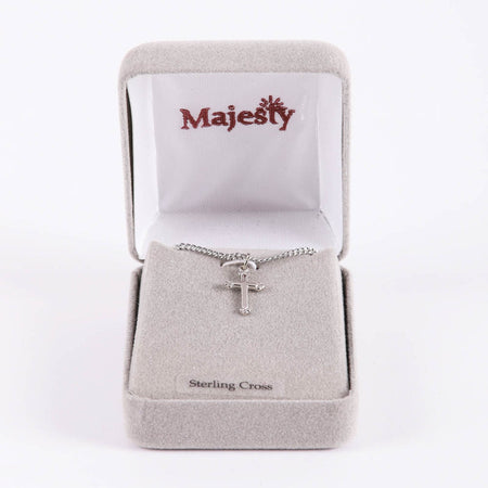NECKLACE CROSS BUDDED STERLING SILVER 16-18"