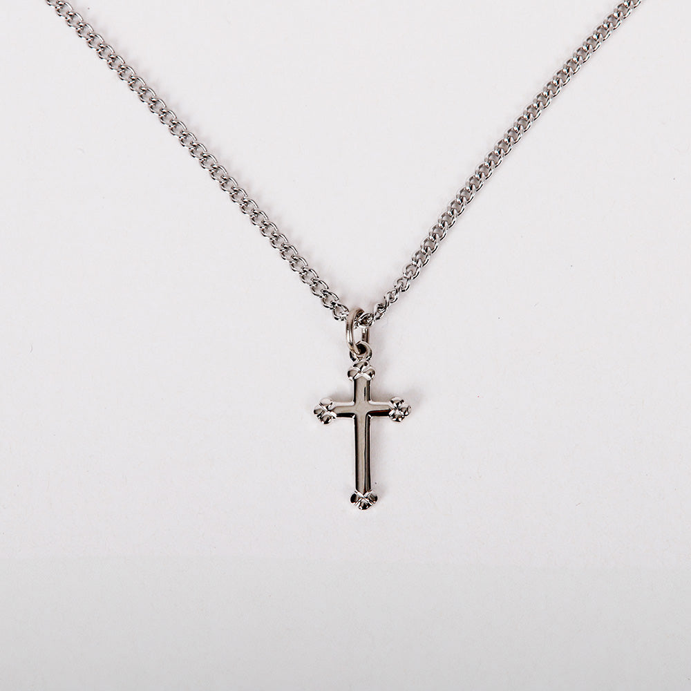 NECKLACE CROSS BUDDED STERLING SILVER 16-18"