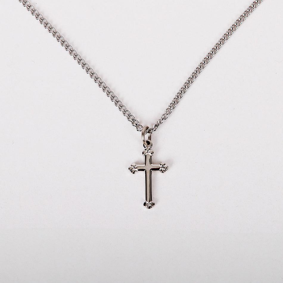 NECKLACE CROSS BUDDED STERLING SILVER 16-18"
