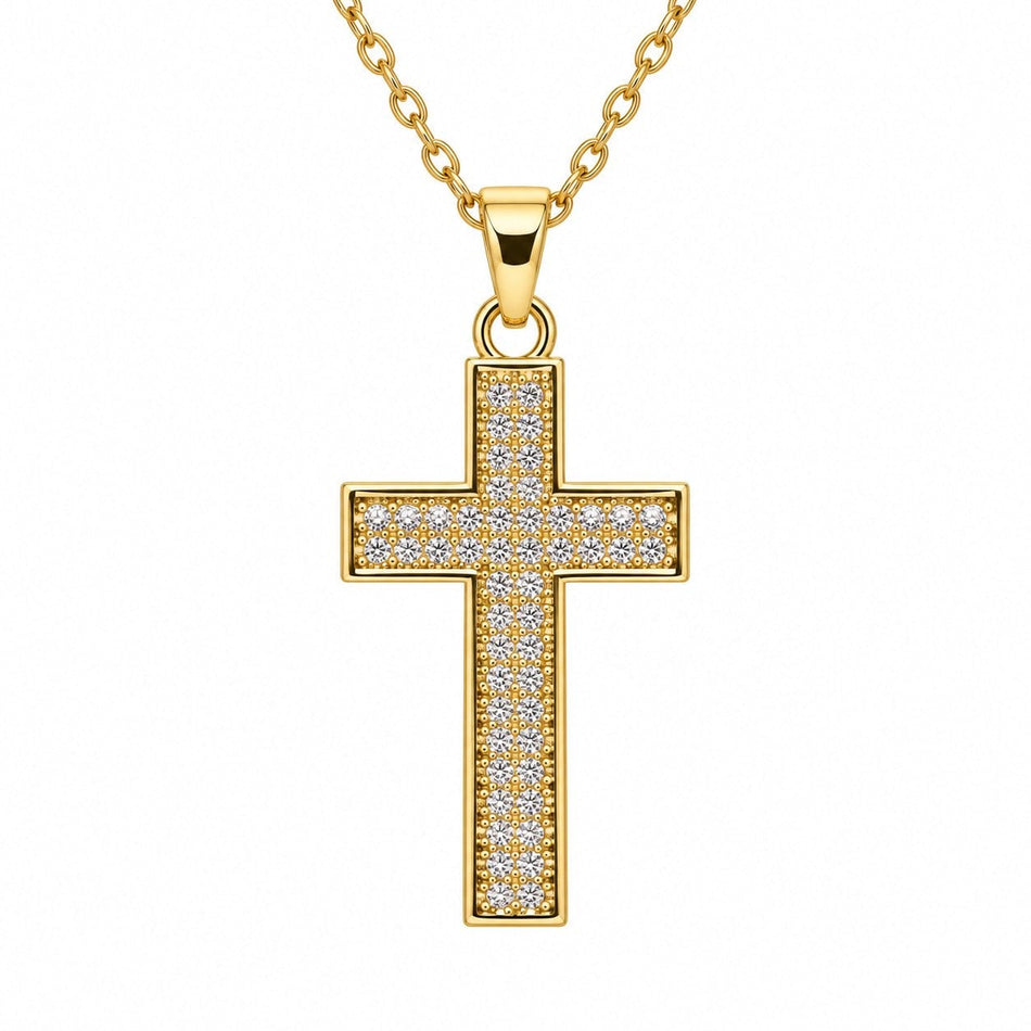 Gemstone-Filled Cross Necklace - Gold Finish - 16–19" by Swanson Christian Products, product view 2
