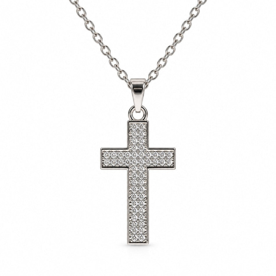 Gemstone-Filled Cross Necklace - Silver Finish - 16–19" by Swanson Christian Products, product view 2