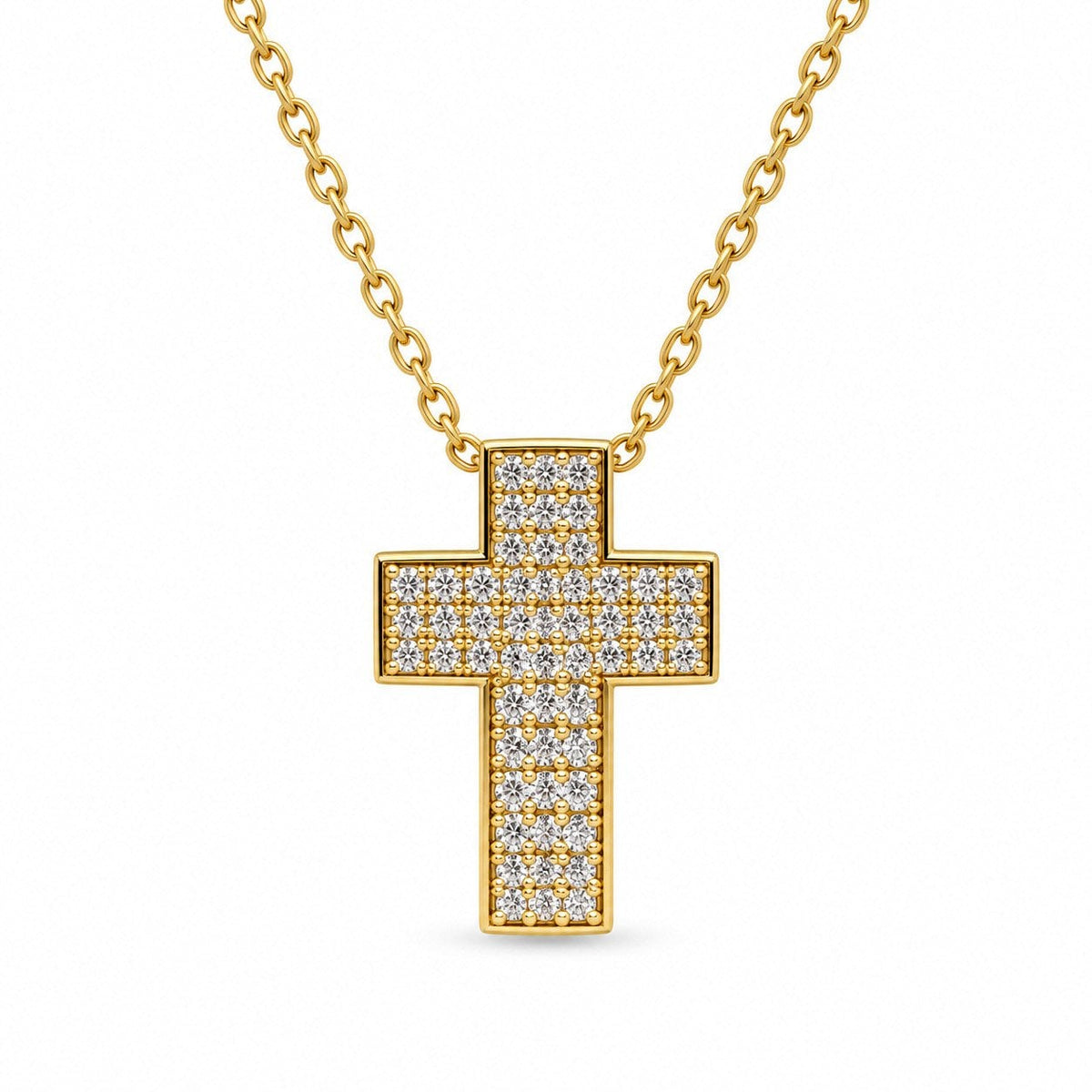 Wide Gemstone Cross Necklace - Gold Finish - 16–19" by Swanson Christian Products, product view 2