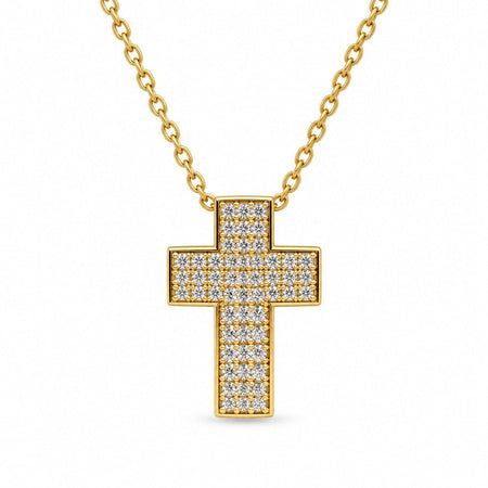 Wide Gemstone Cross Necklace - Gold Finish - 16–19" by Swanson Christian Products, product view 2