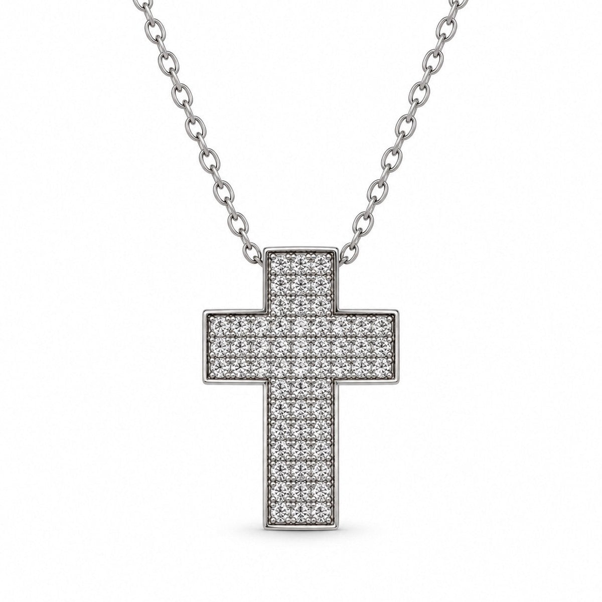 Wide Gemstone Cross Necklace - Silver Finish - 16–19" by Swanson Christian Products, product view 2