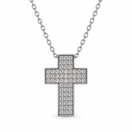 Wide Gemstone Cross Necklace - Silver Finish - 16–19" by Swanson Christian Products, product view 2