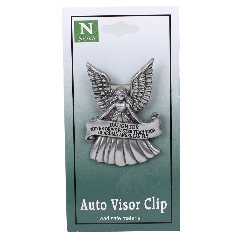 VISOR CLIP ANGEL NEVER DRIVE FASTER DAUGHTER PK4