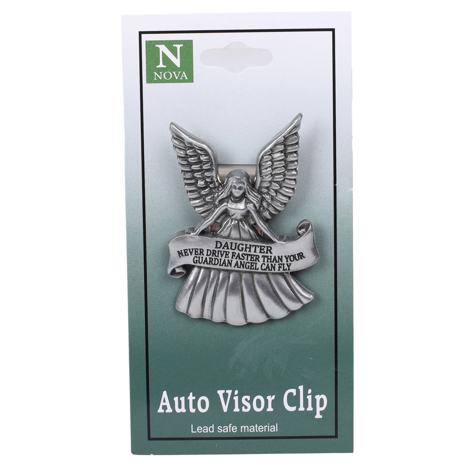 VISOR CLIP ANGEL NEVER DRIVE FASTER DAUGHTER PK4
