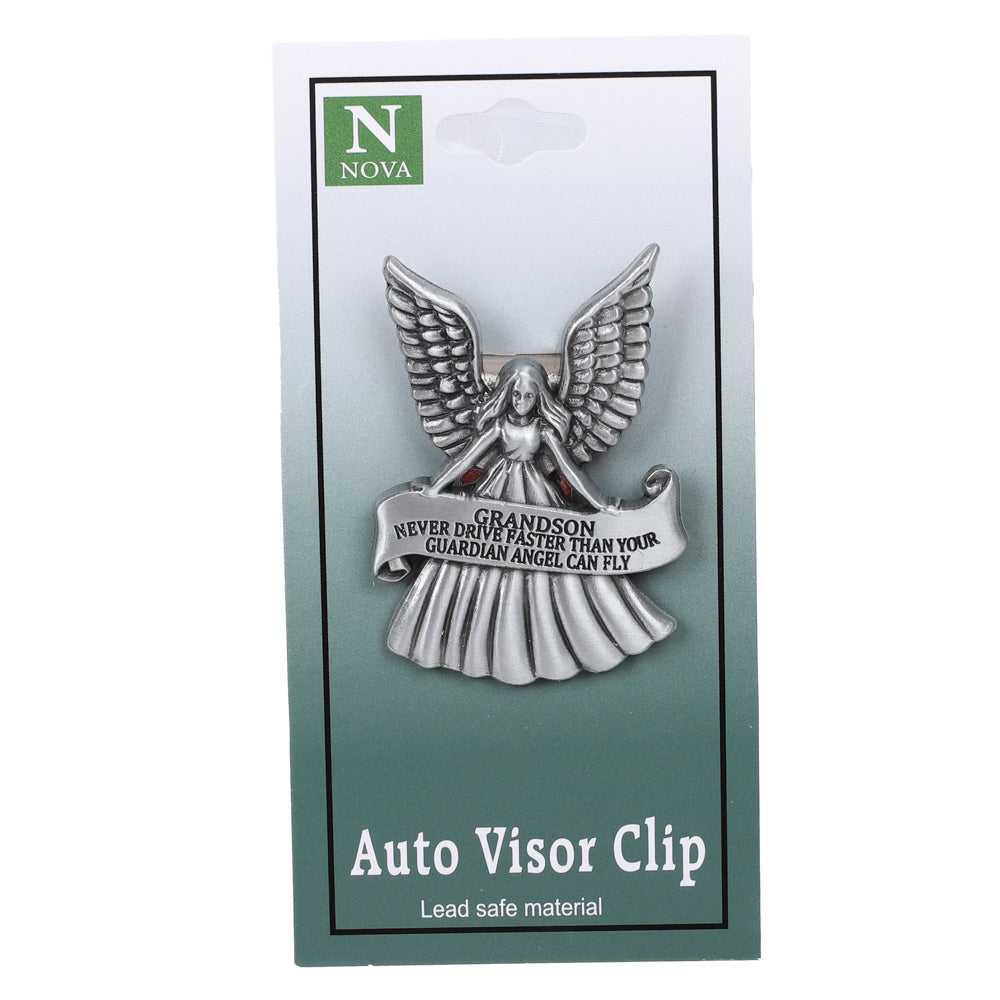VISOR CLIP ANGEL NEVER DRIVE FASTER GRANDSON PK4