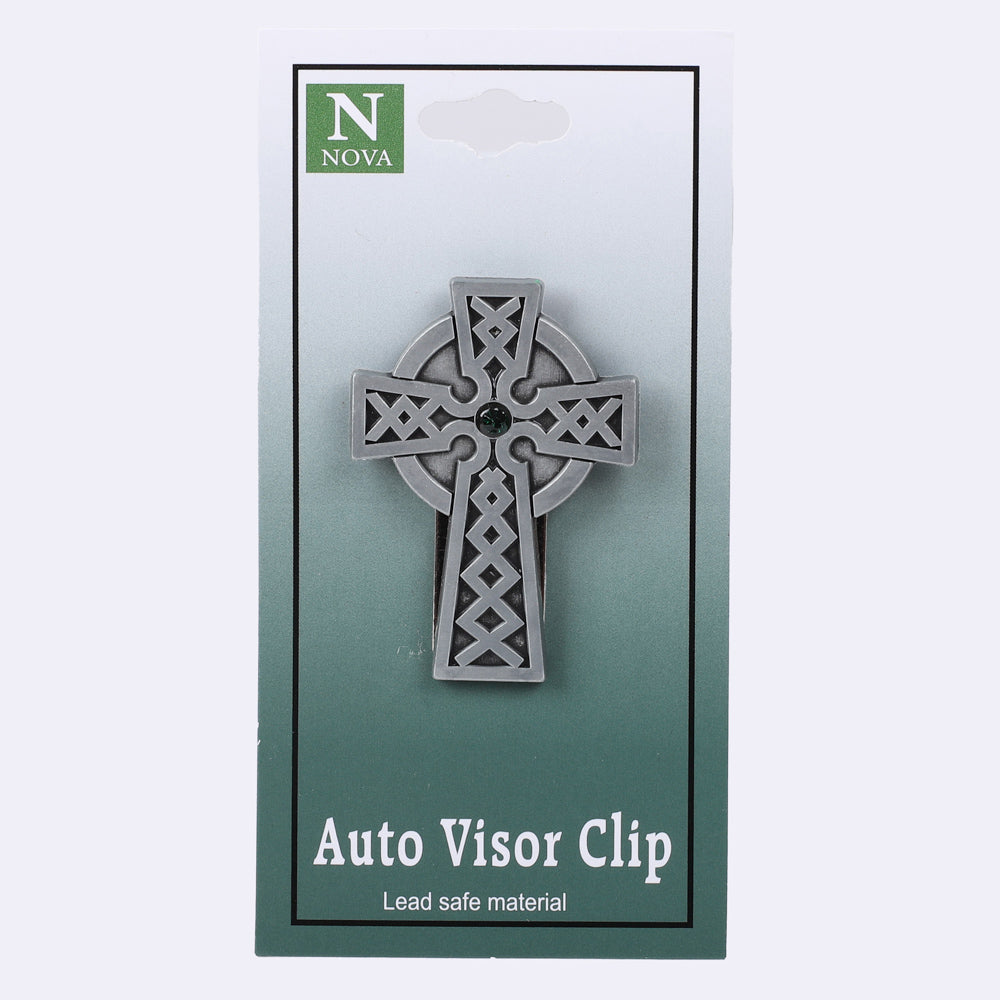 VISOR CLIP CELTIC CROSS W/ STONE PK4