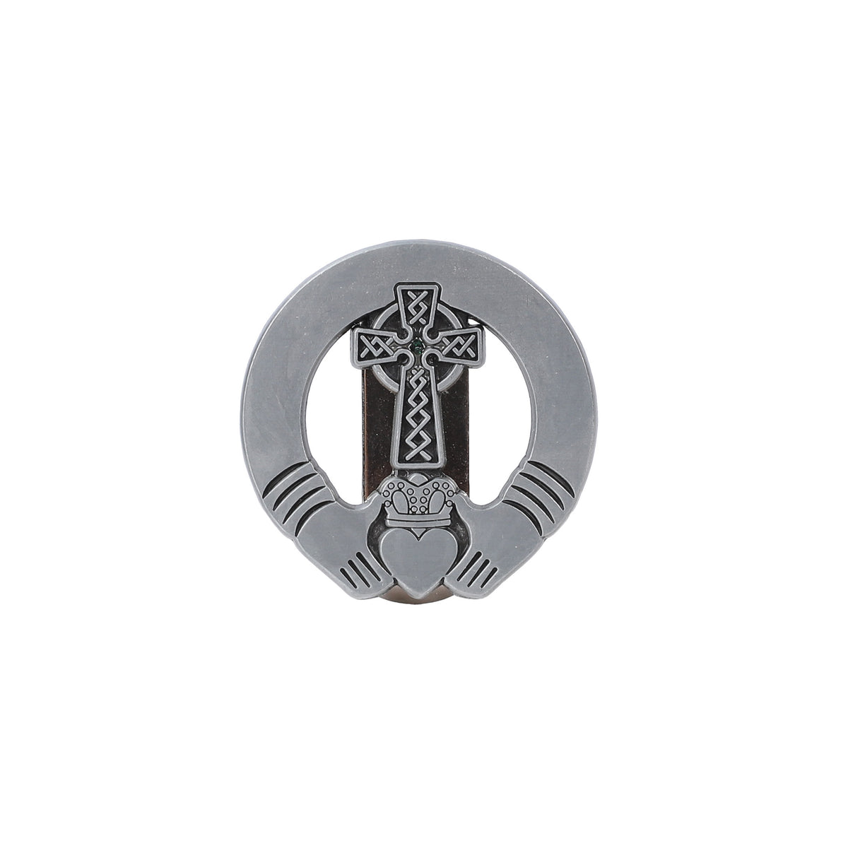 VISOR CLIP CLADDAGH W/ CROSS AND STONE PK4