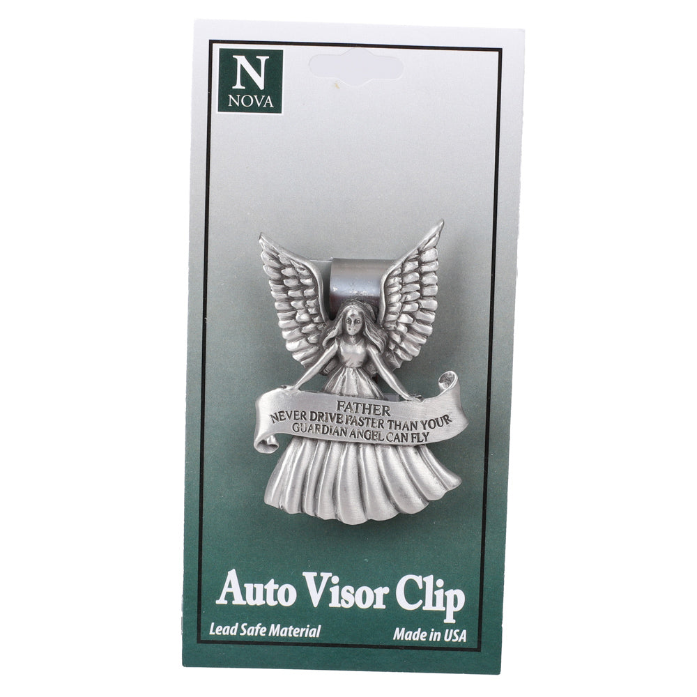 VISOR CLIP ANGEL NEVER DRIVE FASTER FATHER PK4