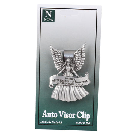 VISOR CLIP ANGEL NEVER DRIVE FASTER FATHER PK4
